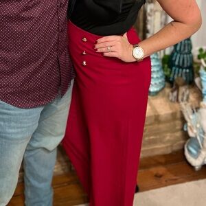 SHEIN Hot Pink High-Waist Button-Front Trousers